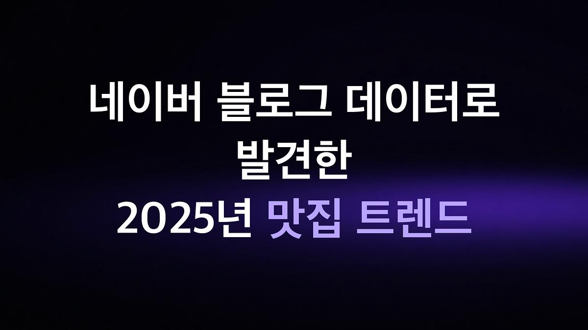 2025 Restaurantentrends entdeckt anhand von Naver Blog-Daten